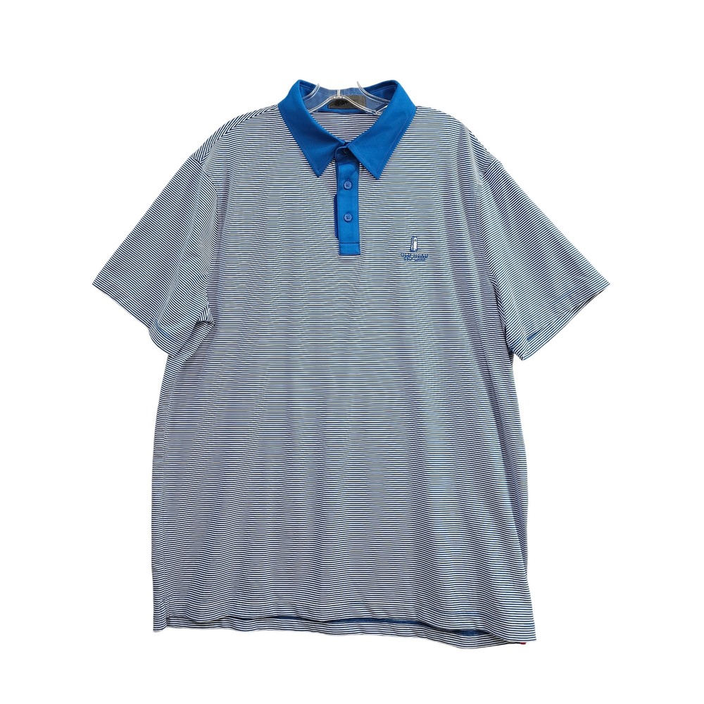G/FORE Polo Shirt Mens XL Blue Striped Old Head Golf Links Performance Stretch